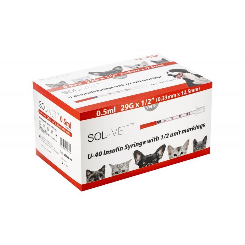 Sol Vet syringes Box of 100 sterile U40 Direct Vet insulin syringes